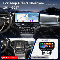 Autoradio multimédia DVD pour voiture, kit de cadre de tableau de bord 12,3 pouces pour Jeep Grand Cherokee 2014-2017, lecteur audio pour véhicule avec CarPlay