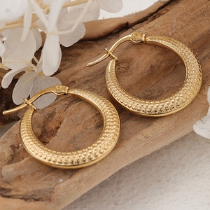 New Fashion 18k Gold Plated Geometric Earring No Fade Irregular Ear Clip Hoop Earrings <strong>Stainless</strong> <strong>Steel</strong> Wholesale Hip Hop <strong>Jewelry</strong> - Product Image 3