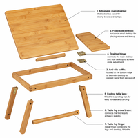 Support de genoux en bambou pliable et réglable avec support de livre pour canapé, table compacte pour ordinateur portable