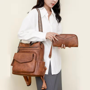 Leather <b>Backpack</b> Purse Set for Women Designer <b>Ladies</b> Shoulder Bag Fashion Faux Work Travel Handbags - Product Image 6