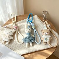 Pendentif chien en tissu dessin animé de 6-10 cm, poupée mignonne haut de gamme, accessoire pour bagages, porte-clés, pendentif