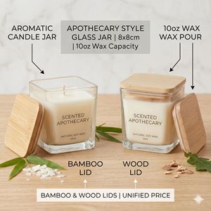 10 oz <strong>Square</strong> <strong>Candle</strong> Jars with Bamboo Lids Thickened High Transparency Glass, <strong>Candle</strong> Making Containers for Private Label - Product Image 5