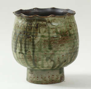 <span class=keywords><strong>Fleur</strong></span> bord vert olive vase en céramique pied funéraire petit vase en céramique styles wabi sabi - Product Image 3