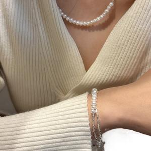 S925 plata esterlina estilo coreano INS Simple moda clavícula cadena collar al por mayor con perlas rotas conjuntos de joyas Casuales - Product Image 2