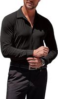 Kemeja Pria BSCI Model Muscle Fit Kasual Lengan Panjang Bahan Woven Spandex/Nylon Cepat Kering, Bernapas, Anti-Pilling, Kancing Tunggal untuk Musim Panas
