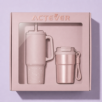 Ensemble de gobelets isothermes en acier inoxydable, comprenant une bouteille isotherme sous vide de 28 oz avec poignée, une tasse à café de 11 oz et plusieurs couvercles, pour une isolation de 12 à 24 heures