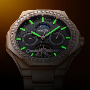 Mark Fairwhale FW-6740 Stainless Steel Rose Gold <b>Mechanical</b> <b>Watch</b> Men Waterproof Luminous Moon Phase Automatic Tourbillon <b>Watch</b> - Product Image 4