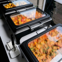 Luxuriöses schwarzes Edelstahl-Hydraulik-Chafing-Dish-Buffet-Set (9L) für Hotel- und Restaurant-Frühstücksausstattung