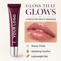 Gloss à lèvres OEM 24K or véritable, végétalien, à l'acide hyaluronique et aux céramides, longue tenue, hydratant, lissant, haute brillance