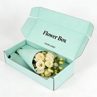 Boîtes à fleurs pliables en carton ondulé personnalisées en gros, impression à l'encre de soja, gaufrage doré, emballage pour fleurs, boîtes d'expédition plates, économie de coût