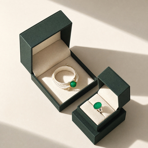 Zebopak Dark Green Bangle Box Set with Necklace <b>Ring</b> Bracelet Pendant Jewellery Box <b>Storage</b> Case Gift Packaging Factory - Product Image 3