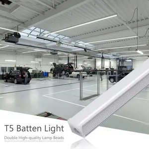 DLC 5000 Lumen 100v 277v 2Ft 4Ft 25W 60W T5 Led Integrated Double Batten Fixture Tube Light For Shop Stadium Garage Warehouse