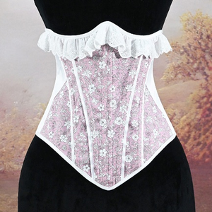 Ceinture amincissante romantique imprimée avec dentelle, 14 baleines et laçage dorsal pour un effet sablier - Product Image 2