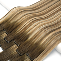 Nouvelles extensions de cheveux humains vierges européennes double trame Volume Genius Weft avec mèches blondes double trame Genius Weft