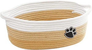 Cesta tejida pequeña y bonita de cuerda de algodón <span class=keywords><strong>para</strong></span> <span class=keywords><strong>organizar</strong></span> cuerdas, cestas de almacenamiento con asas, adecuada <span class=keywords><strong>para</strong></span> regalos de jardín de infantes, <span class=keywords><strong>juguetes</strong></span> <span class=keywords><strong>para</strong></span> perros - Product Image 3