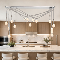 Lustre linéaire moderne à 15 lumières, suspension en forme de goutte d'eau pour table à manger, îlot de cuisine, réception d'hôtel et restaurant
