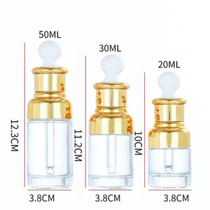 Botella Cosmética de Vidrio Transparente de Lujo Capot de 20ml, 30ml, 50ml con Gotero de Aluminio para Suero y Aceites Esenciales, Diseño Elegante - Product Image 4