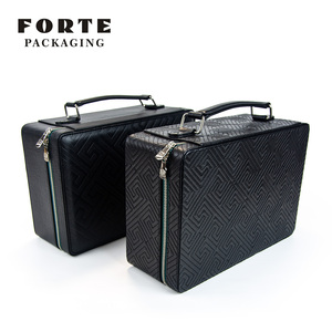 FORTE - Nuevas Cajas de Joyería de Piel Sintética Negra, Estuche Organizador de Viaje, Caja de Almacenamiento con Asa - Product Image 2