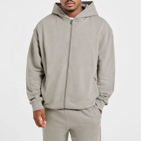 Sweat à capuche zippé surdimensionné pour homme, sans cordon de serrage, style streetwear, en polaire, directement de l'usine