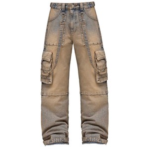 <span class=keywords><strong>Jeans</strong></span> da <span class=keywords><strong>Uomo</strong></span> 14oz di Alta Qualità, Vestibilità Ampia, Gamba Dritta, <span class=keywords><strong>Grigio</strong></span> Nero Lavato, Multitasche, con Rivetti, in Denim - OEM/ODM Ingrosso - Product Image 1