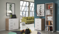 Bibliothèque d'angle moderne en bois de luxe avec cinq étagères réglables pour salon, appartement, bureau à domicile