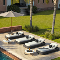 Chaise longue d'extérieur, cadre en aluminium, corde tissée, coussin imperméable pour bord de piscine, qualité commerciale