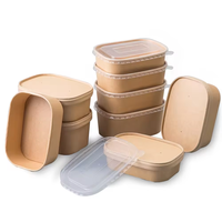 Offre Spéciale KING GARDEN Boîte à lunch rectangulaire à fentes en papier kraft biodégradable avec poignée, revêtement PE écologique