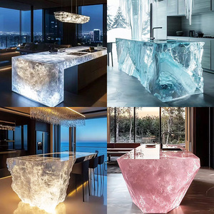 Q806 Juego de Mesa y Sillas de Comedor de Resina Transparente Creativa Personalizada, Moderna y de Alta Gama para Decoración de Hoteles y Oficinas - Product Image 4