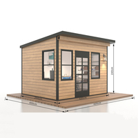 Bureau de jardin isolé pour le télétravail, espace de travail préfabriqué moderne avec design silencieux, grandes fenêtres et assemblage rapide