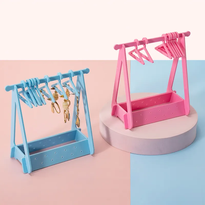 New Arrival Luxury pink blue unique hanger earring display plastic earring holder girl earrings display stand jewelry