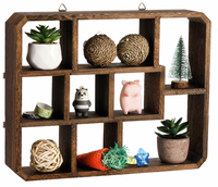 Étagère de présentation en bois sculpté minimaliste à 9 compartiments, écologique, réglable, à prix de gros, pour salon, avec disposition flexible