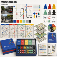 Jeu de société personnalisé sur la mobilité urbaine durable, graphismes Bauhaus Transit, jeu de stratégie avec couvercle rigide amovible pour l'éducation et les musées
