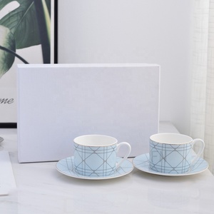 Wholesale European Style Luxury Bone China Double <b>Cup</b> <b>Saucer</b> for Afternoon <b>Tea</b> - Product Image 2