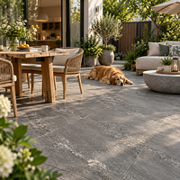 Carreaux de porcelaine imitation pierre gris foncé antidérapants épais 24x24 60x60x2cm pour l'aménagement extérieur de jardin, patio et sols extérieurs