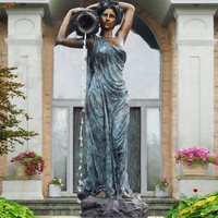 Vente en gros de décoration de jardin extérieur en cuivre coulé bronze dansant femme jouant des statues fontaine d'eau sculpture en bronze