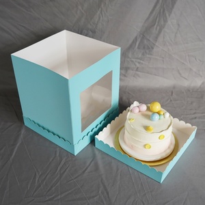 Hot Sale in Stock Birthday Tall Transparent Package <b>Clear</b> Plastic <b>Cake</b> <b>Box</b> <b>Clear</b> Blue Tall <b>Cake</b> <b>Box</b> With Scalloped Window - Product Image 1
