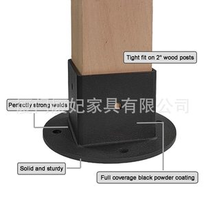 2Pcs <b>Floor</b> Flange 2x2 Post Anchor Base Black Square Heavy Duty Waterproof Decking Hardware - Product Image 3