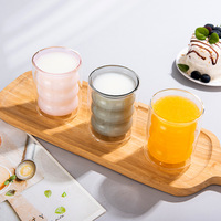 Vente en gros de tasses à café en verre borosilicate à double paroi, tasses à lait ondulées colorées pour la maison et le bureau