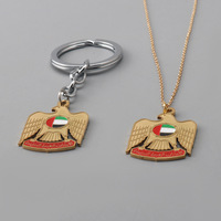 Porte-clés détachable drapeau des EAU plaqué or avec boucle anneau souvenir Dubaï EAU fête nationale cadeaux en métal porte-clés aigle patriotique
