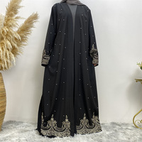 Clair de lune ton profond Abaya perle perlée poignets ruban cravate taille col en V couverture fluide mariage royal fournisseur niveau