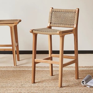 Cổ điển rắn gỗ cao ghế yên da tựa lưng phân cao thanh phân với yên da cho cà phê thanh - Product Image 5