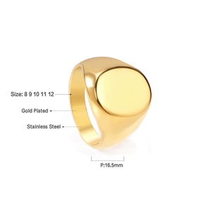 Anillo de Moda Personalizado, Impermeable e Hipoalergénico, de Acero Inoxidable con Baño de Oro de 18k, Unisex - Product Image 2