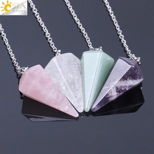 CSJA Reiki guérison Pierre Naturelle d'Améthyste Egyptien Pendule Divinatoire <span class=keywords><strong>Radiesthésie</strong></span> Pendulo  E112 - Product Image 5