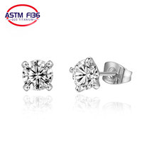 Boucles d'oreilles unisexes pour le bureau/le travail, bijoux de piercing en titane ASTM F136 G23 plaqué or, clous à clip avec zircon coloré et motif papillon
