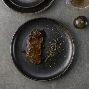 Yayu 1320 Grad Hoch temperatur Großhandel benutzer definierte Retro schwarz japanischen Restaurant Abendessen Gericht Keramik platte