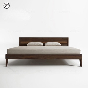 Letto Minimalista Giapponese in Legno Massello, Struttura in Rovere Bianco Nordamericano, Letto <span class=keywords><strong>Matrimoniale</strong></span> in Noce Nero Nordico, Arredamento Originale su Misura - Product Image 4
