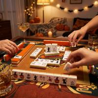 Nuevo Juego de Mahjong Americano con Fichas de Acrílico Impresas con Diseño de Calabaza y Fantasma de Halloween para Juego Familiar y Fiesta de Halloween
