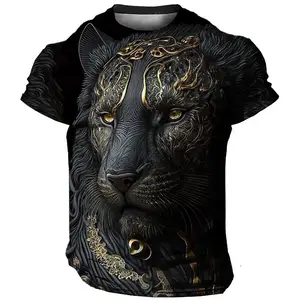 Fitspi เสื้อยืดชายขนาดใหญ่ 3d Lion พิมพ์ Tees ท็อปส์ฤดูร้อนสบายๆรูปแบบสัตว์ Streetwear ใหม่แฟชั่น Street เสื้อผ้าผู้ชาย