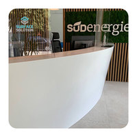 Comptoir de magasin moderne en surface solide pour cuisine et salle de bain, bureau de réception, mobilier de bureau écologique, imperméable, panneau contemporain