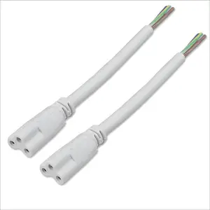 T4 T5 T8 Lamp LED Light 3pin Power Plug to Bare End Supply Cable Cord
